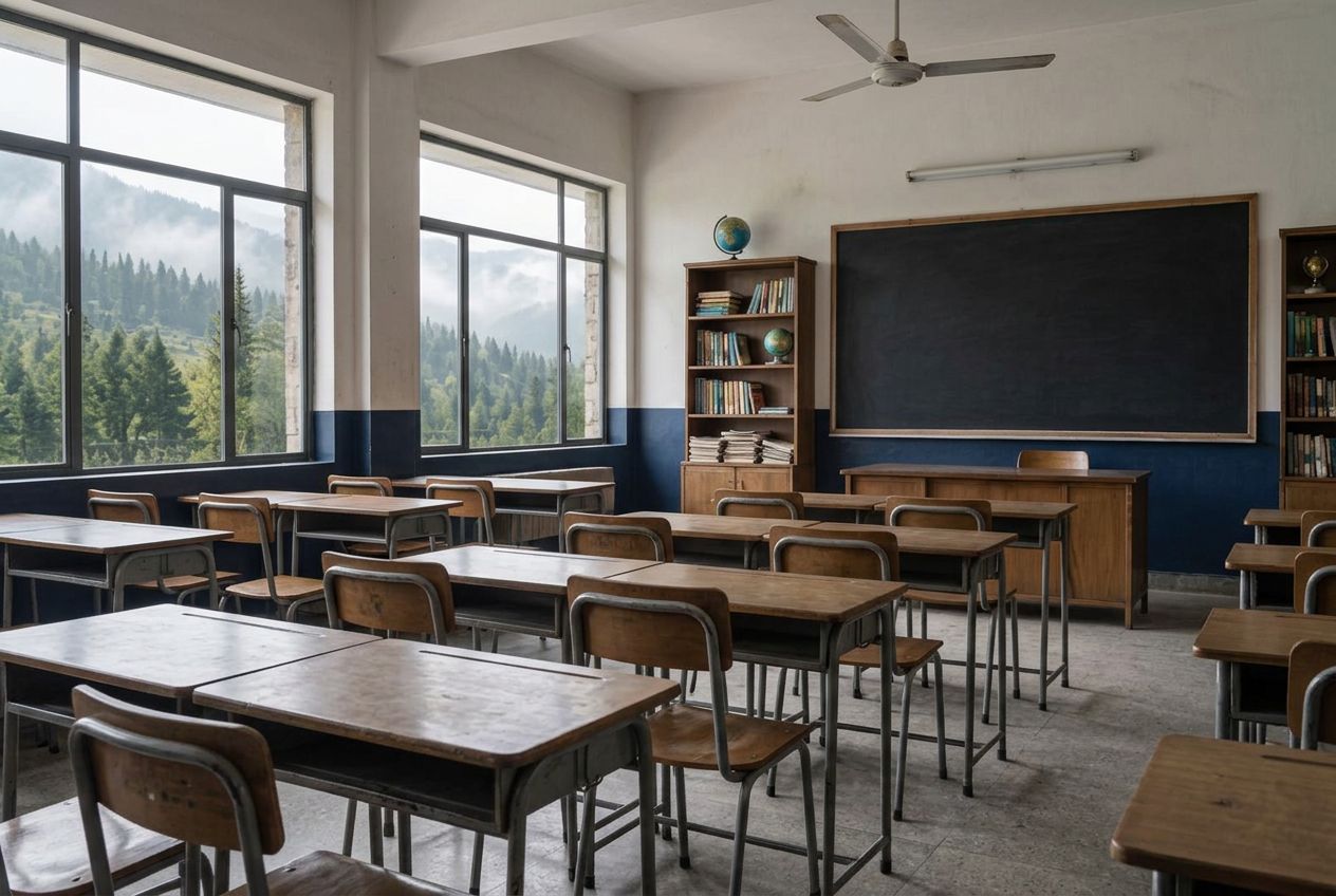 Empty classroom in the Galyat hills